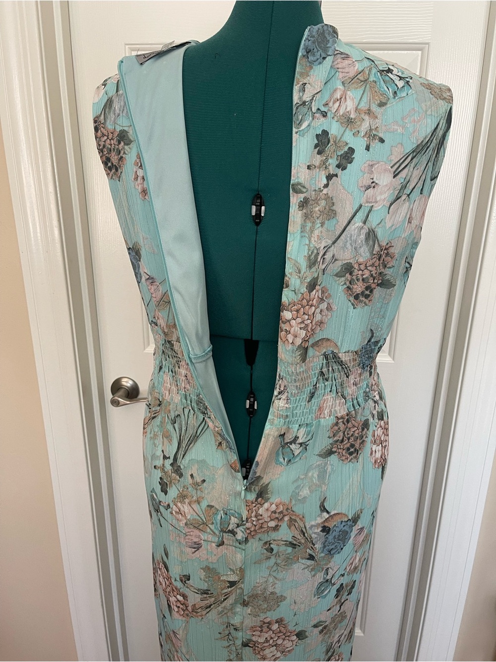 Danny & Nicole Aqua Floral High-Low Wrap Dress - Picture 12 of 16